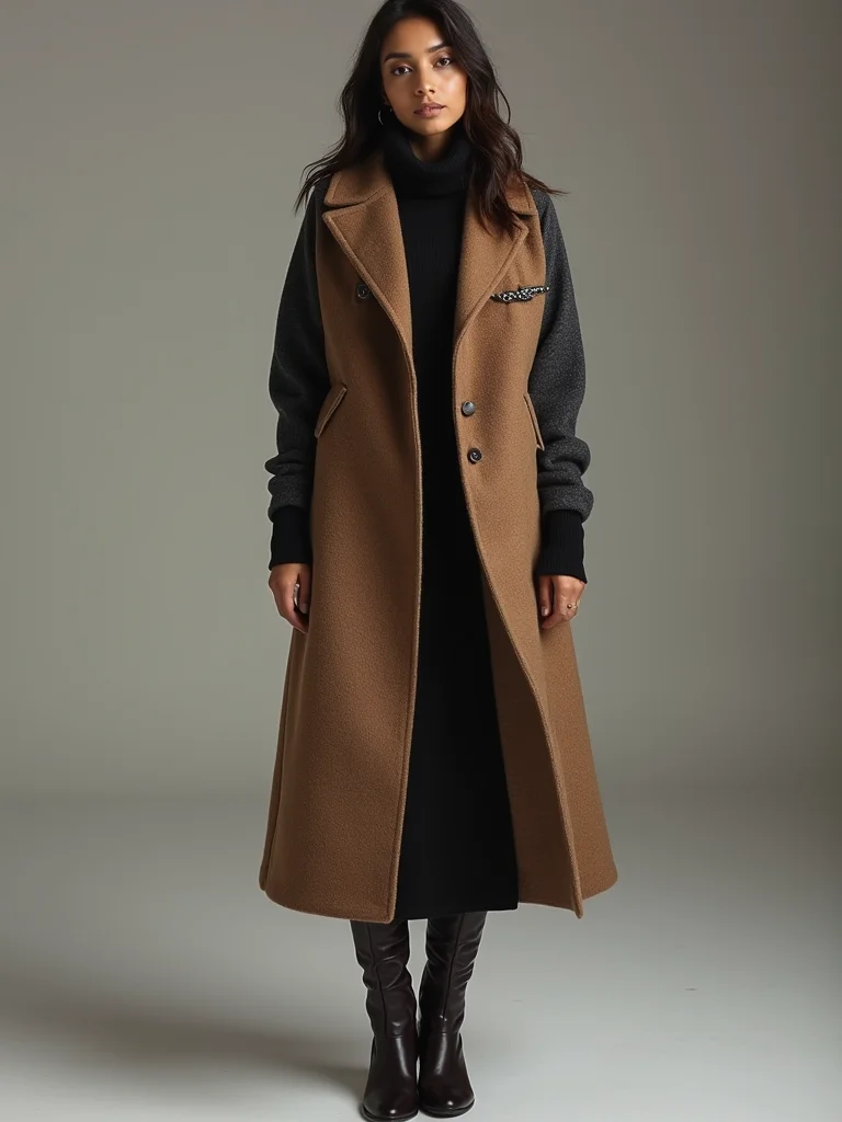 streamlined wool blend midi layering