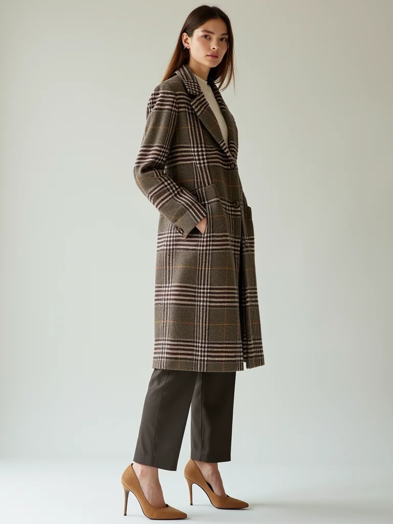 tailored plaid coat pumps
