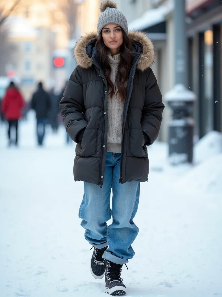 streamlined shells baggy jeans