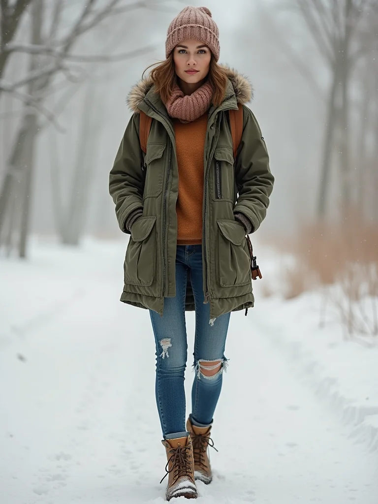 rugged utility jacket ensemble
