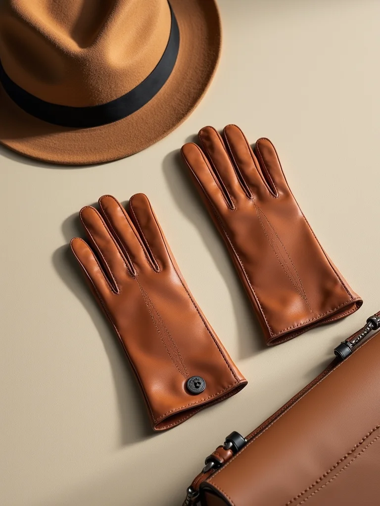leather gloves structured bag