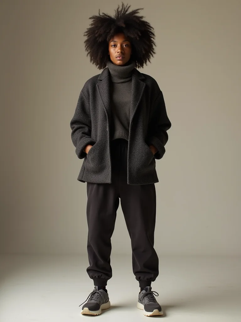 structured blazer cozy joggers