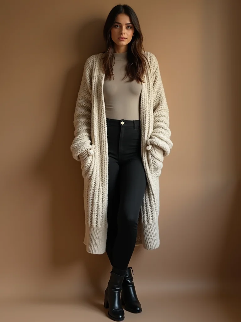 oversized cardigan black leggings