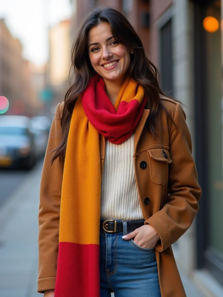 cropped jacket bold scarf