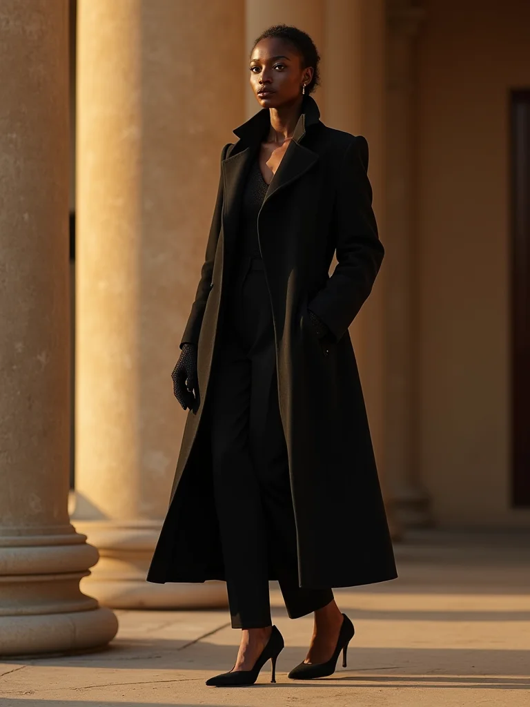 ankle skimming tailored coat ensemble