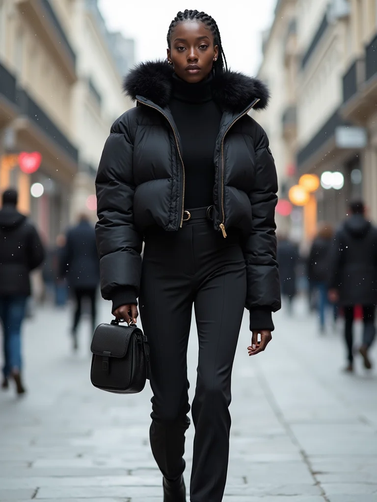 cropped puffer with tailoring