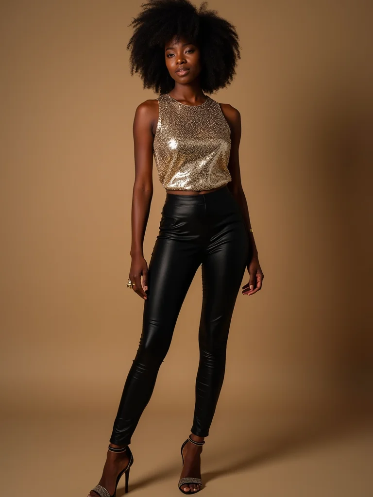 sequin tops with leggings