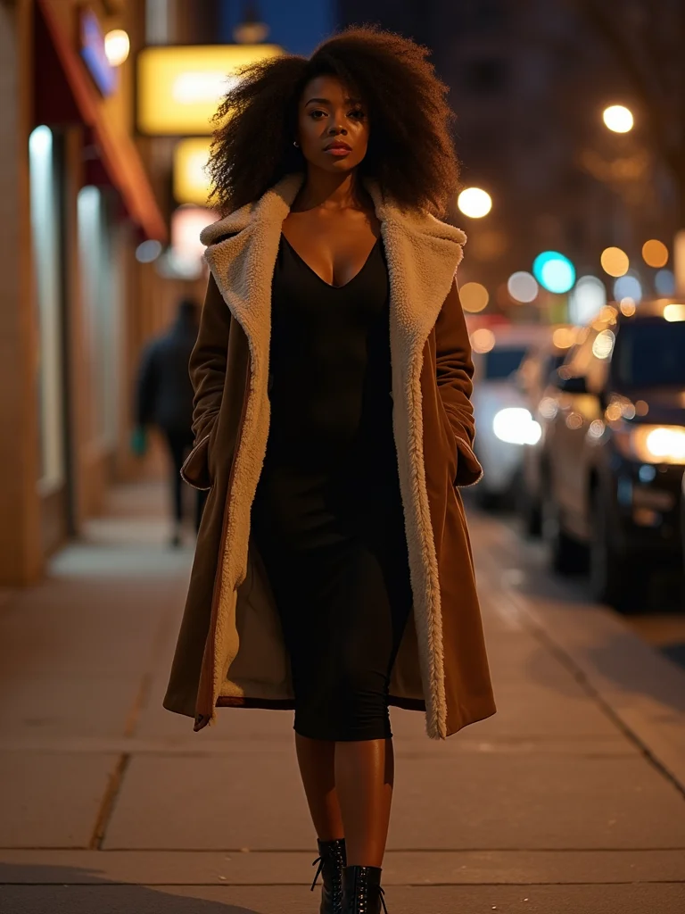 sheepskin anorak over midi