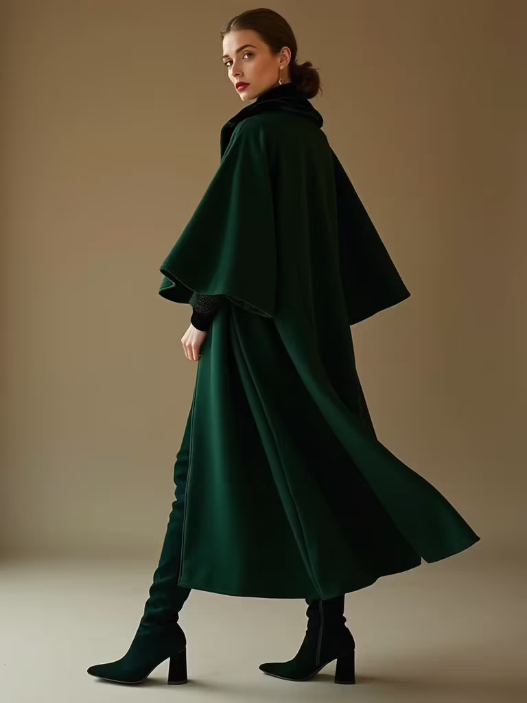 streamlined cape with velvet