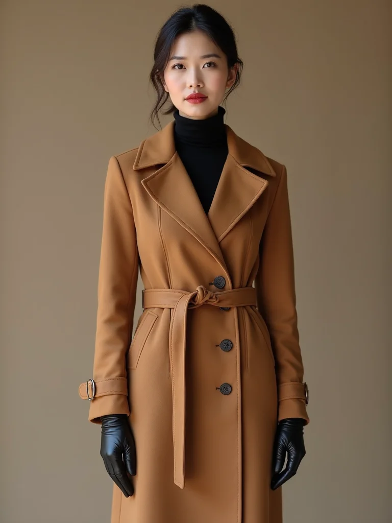 tailored coatdress with gloves