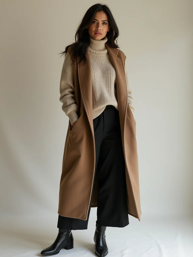 longline vest layered outfit