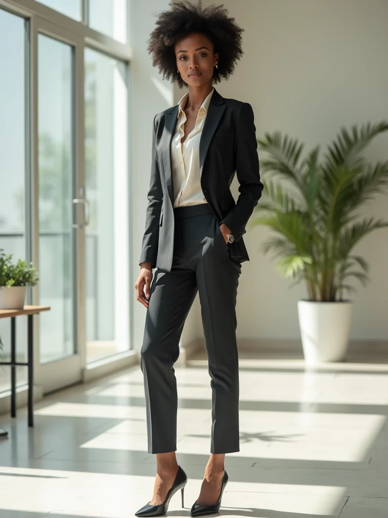 black women spring work outfit